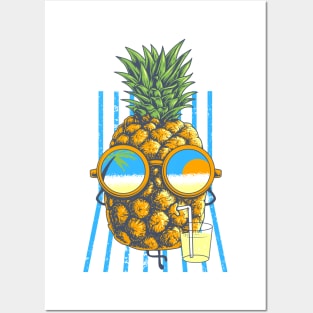 Pineapple Sunbathe Posters and Art